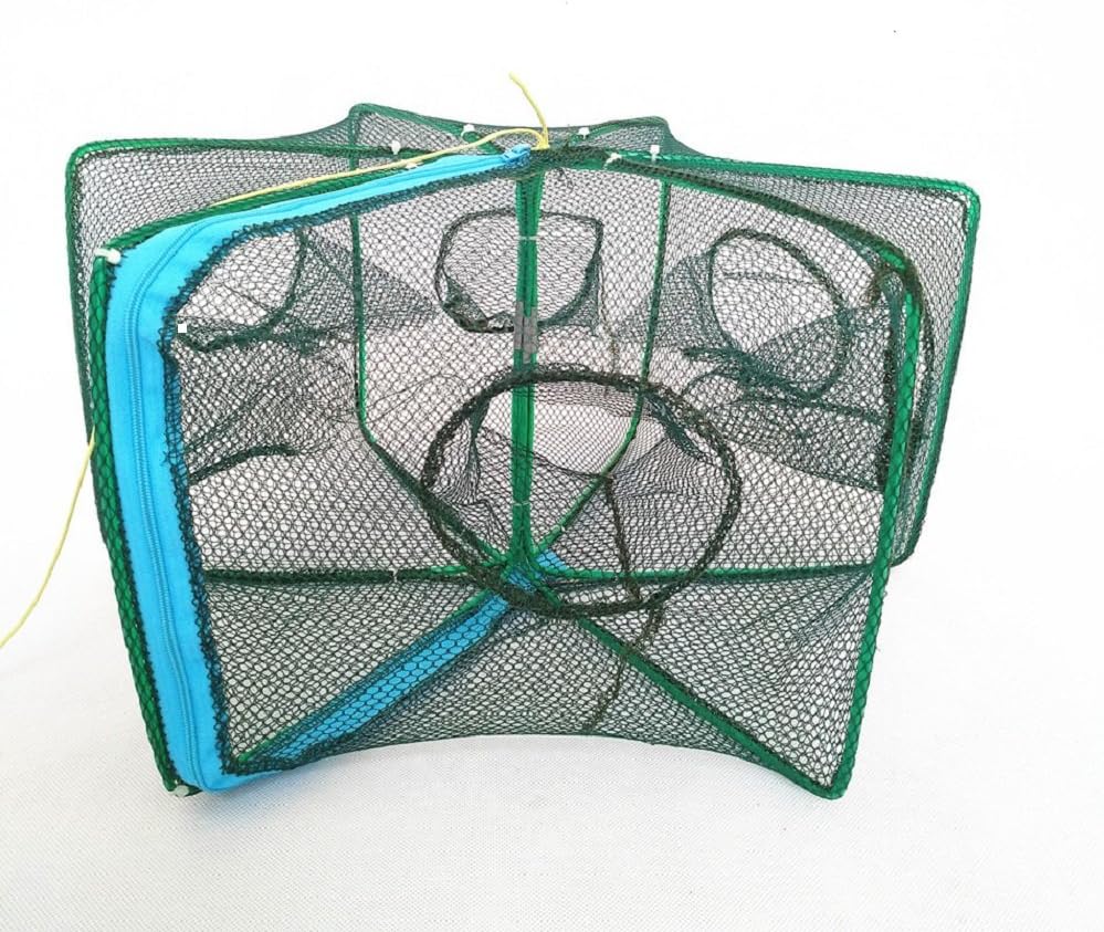 Portable Folded Fishing Net Fish Shrimp Minnow Crayfish Crab Baits Cast Mesh Trap Automatic, Easy Use Hexagon 6 Hole Cage Crab Fish Minnow Crawdad Shrimp (Foldable 2550cm) : Sports & Outdoors