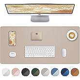 Leather Desk Pad Protector, Mouse Pad, Office Desk Mat, Non-Slip PU Leather Desk Blotter, Laptop Desk Pad, Waterproof Desk Writing Pad for Office and Home (Beige, 31.5" x 15.7")
