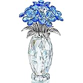 H&D HYALINE & DORA Blue Crystal Forget Me Not Flower Figurine,Flower Gifts for Women,Crystal Glass Flower Collectible Ornaments for Home Decor Table Centerpiece