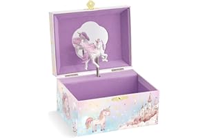 Lolalet Unicorn Music Jewelry Box for Girls, Kids Musical Jewelry Boxes with Spinning Unicorn Doll, Cute Children's Jewelry Storage Organizer Gift for Little Girls Age 3-8 -Pink (Box Only)