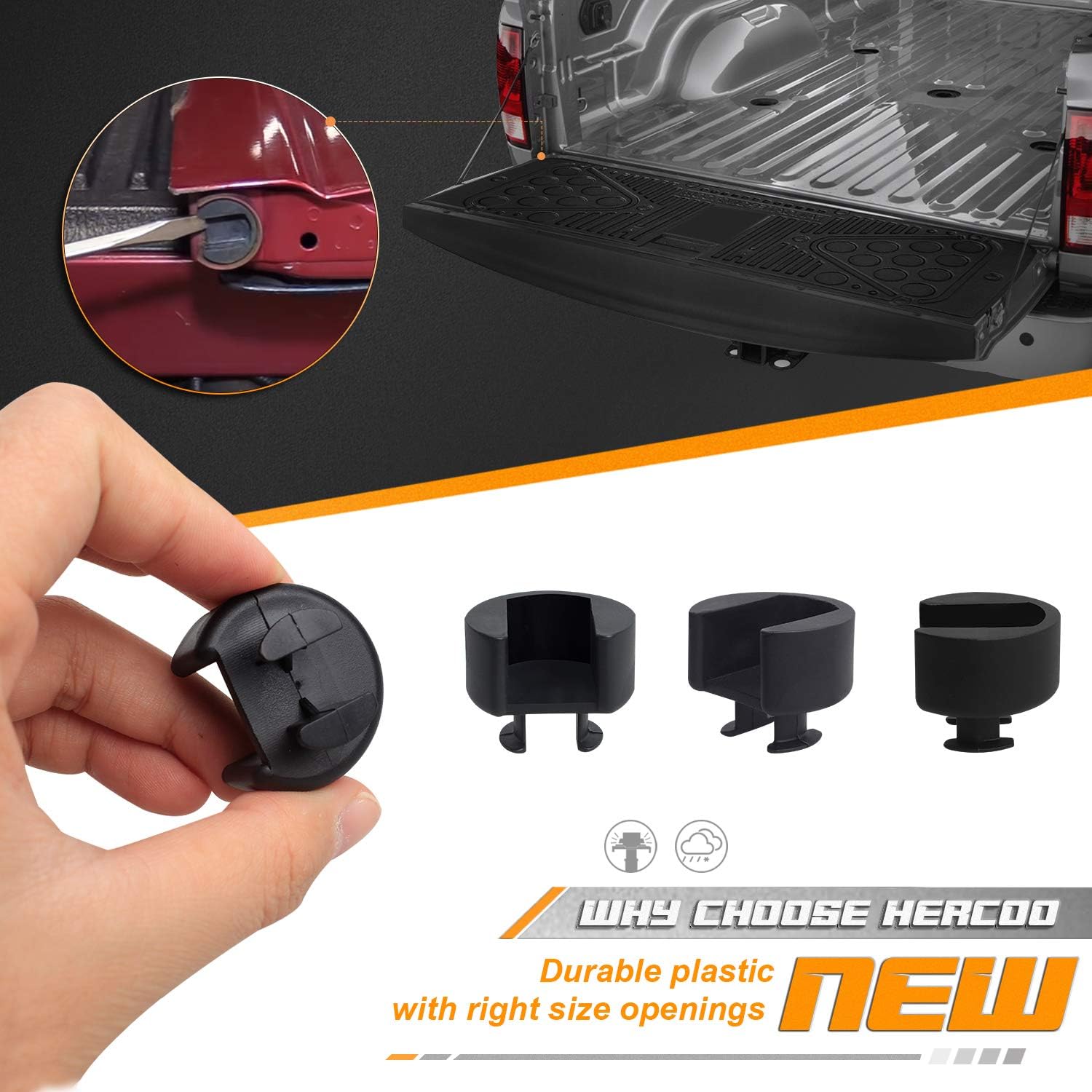 HERCOO Tailgate Bushings Left and Right Tail Gate Insert Kit Compatible