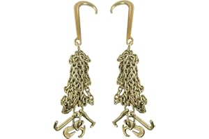 TYFYB 2 PCS Grade 70 Tie Down Binder Chain 5/16 Inch x 10 Feets Transport Tow Chain J Hook Long Shank w/R T J Grab Hook Yellow Zinc,3700 lbs Safe Working Load,Gold