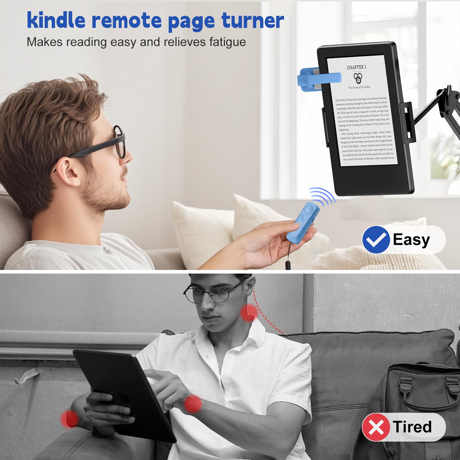 Exdeploy RF Kindle Remote Page Turner,Page Turner for Kindle Paperwhite Oasis,iPhone, iPad,Android Ebook Page Turn,Camera Video Record Remote (Blue)