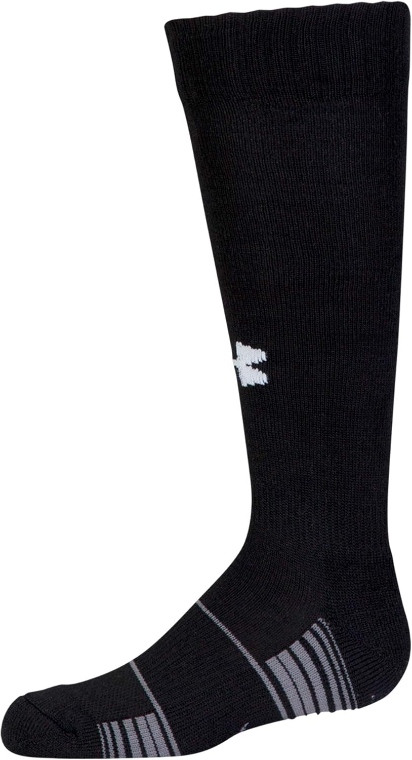 Under Armour Youth Team Over-The-Calf Socks, 1-Pair, Black/White, Shoe Size: Youth 13.5K-4Y: Clothing