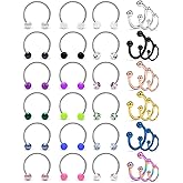 SCERRING 16G Septum Hoop Nose Rings 316L Stainless Steel Horseshoe Nose Hoop Ring Cartilage Daith Lip Tragus Earrings Retainer Body Piercing Jewelry 36PCS