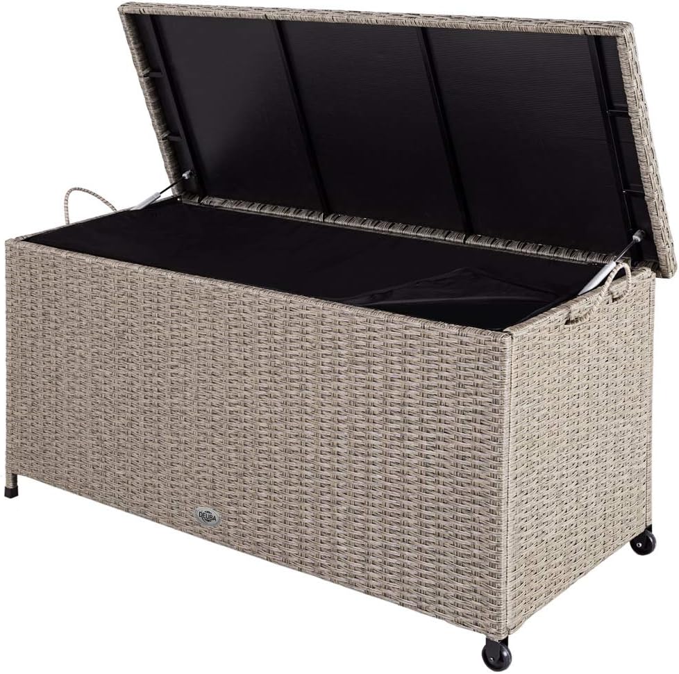 Deuba Garden Storage Box Poly Rattan Outdoor Indoor Chest Patio Balcony