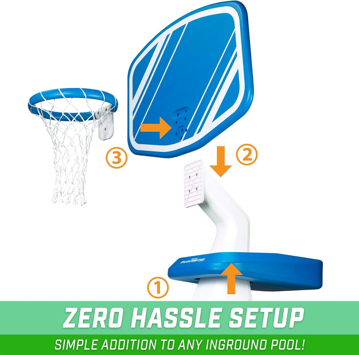 GoSports Splash Hoop Pro Pool Basketball Game, Includes Poolside Water Basketball Hoop, 2 Balls and Pump: Sports & Outdoors