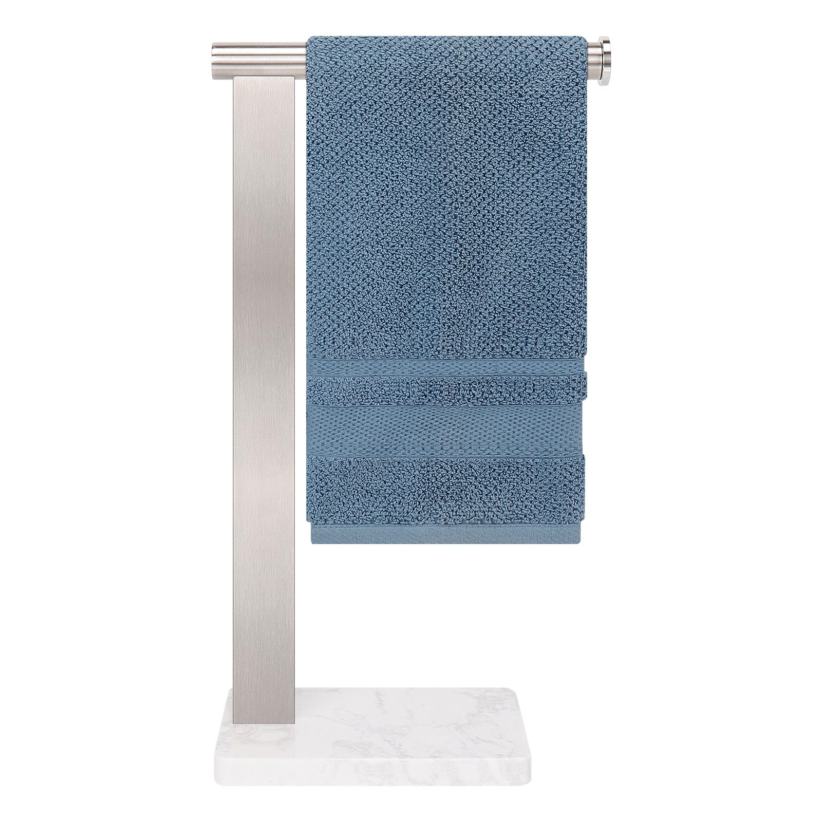 Photo 1 of Stainless Steel L-Shaped Hand Towel Holder, SUS304 Bathroom Towel Rack with Thickened Base for Countertop Vanity (Brush Nickel, Square Base)