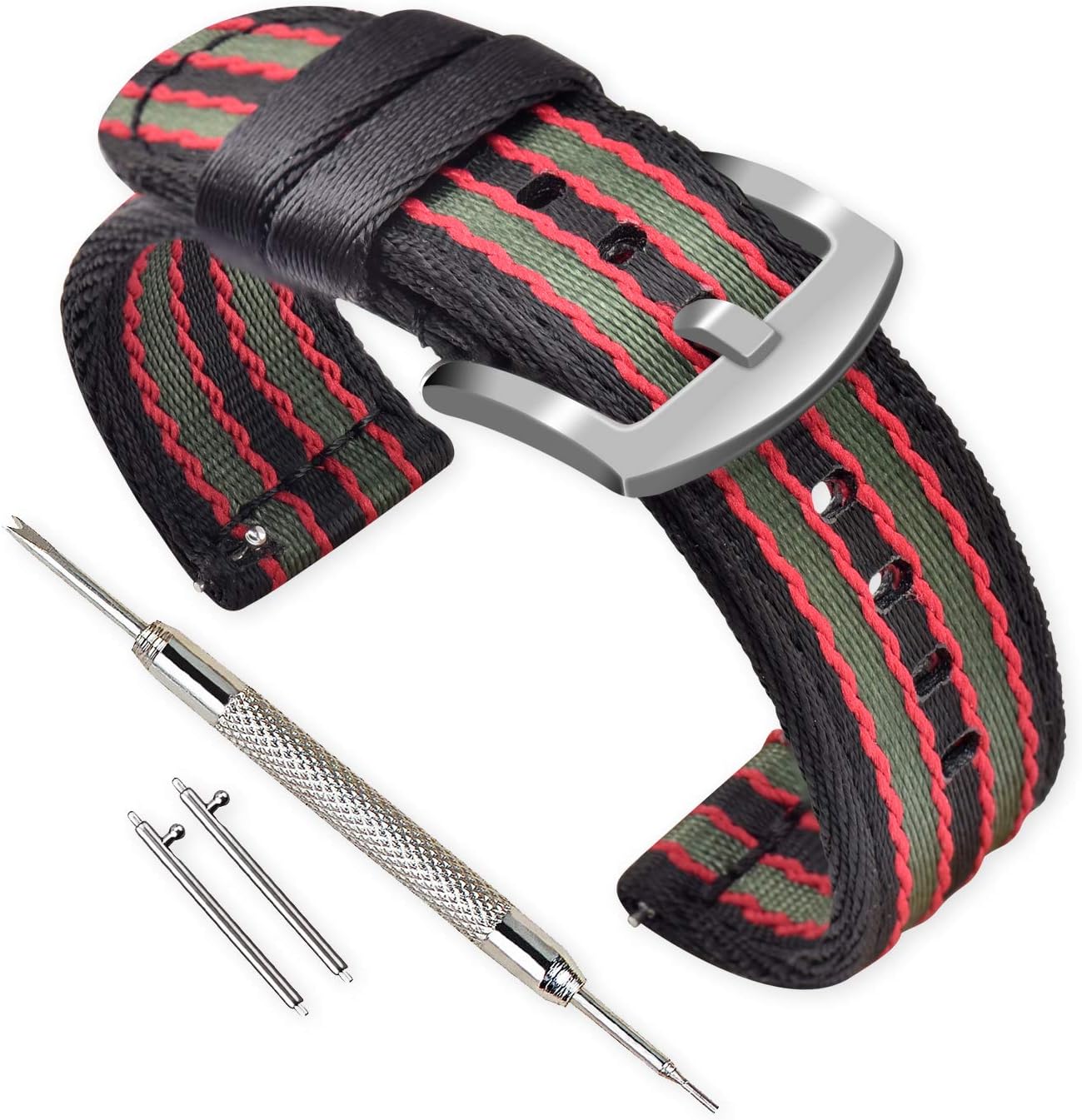 Vinband Watch Strap Nylon Watch Band - 18mm, 20mm, 22mm, 24mm Nylon Watch Band with Stainless Steel Buckle