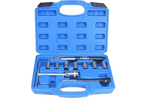 UTMALL 10pcs Diesel Injector Seat Cutter Cleaner Carbon Remover Tool Set Kit with Flat Reamer T-Handle Angled Reamer Hex Key 