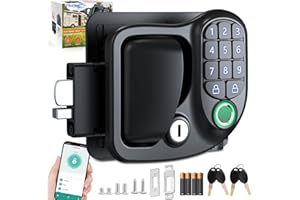 KEDITE Upgraded RV Door Lock Replacement, RV Keyless Entry with Bluetooth, Fingerprint, Passwords, Keys, All Metal Zinc Alloy Security Kit for Class B Trailer Door Camper Horse Trailer Cargo