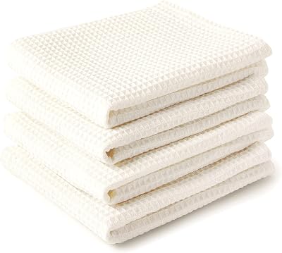 Encasa XO Kitchen Dish Towels Set 4 Cotton Towels Waffle Weave 70x45 cm