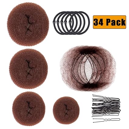 34 Pack Donut Hair Bun Maker Set Donut Hair Bun Maker Chignon Bun