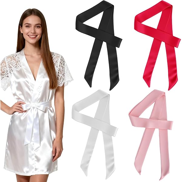 Black Sash Belt for Robe Blackness Satin Belt for Dress  display picture 1