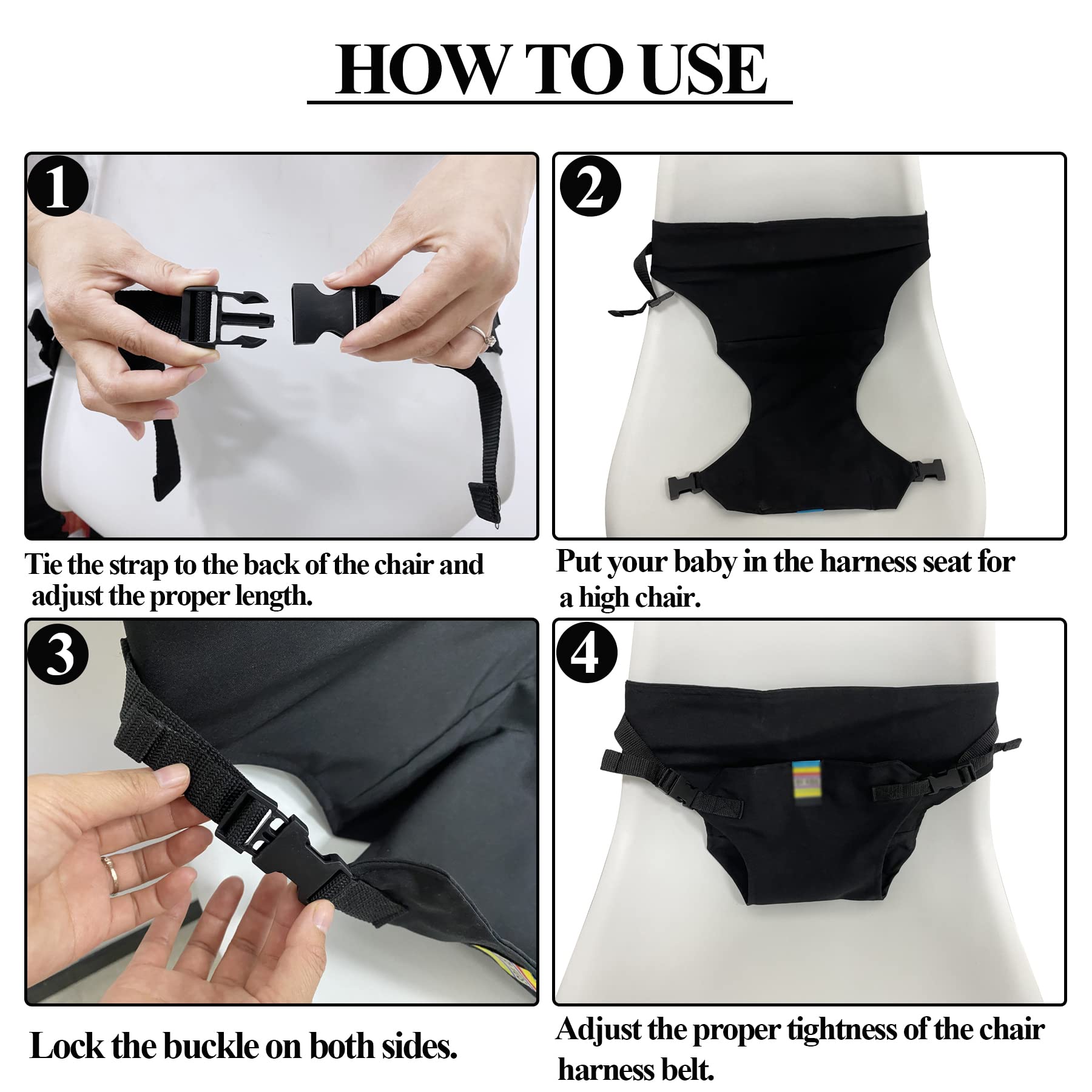 Baby Harness Seat for High Chair, Portable Feeding Seat Belt with Strap Toddler Safety Seat Belt Foldable Baby Booster Harness Belt for Restaurant Shopping Cart Travel