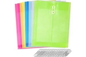 10 Pcs Plastic File Folders Transparent A4 Paper Size 20 pcs Paper Clip Waterproof File Envelopes for School Home Work Office