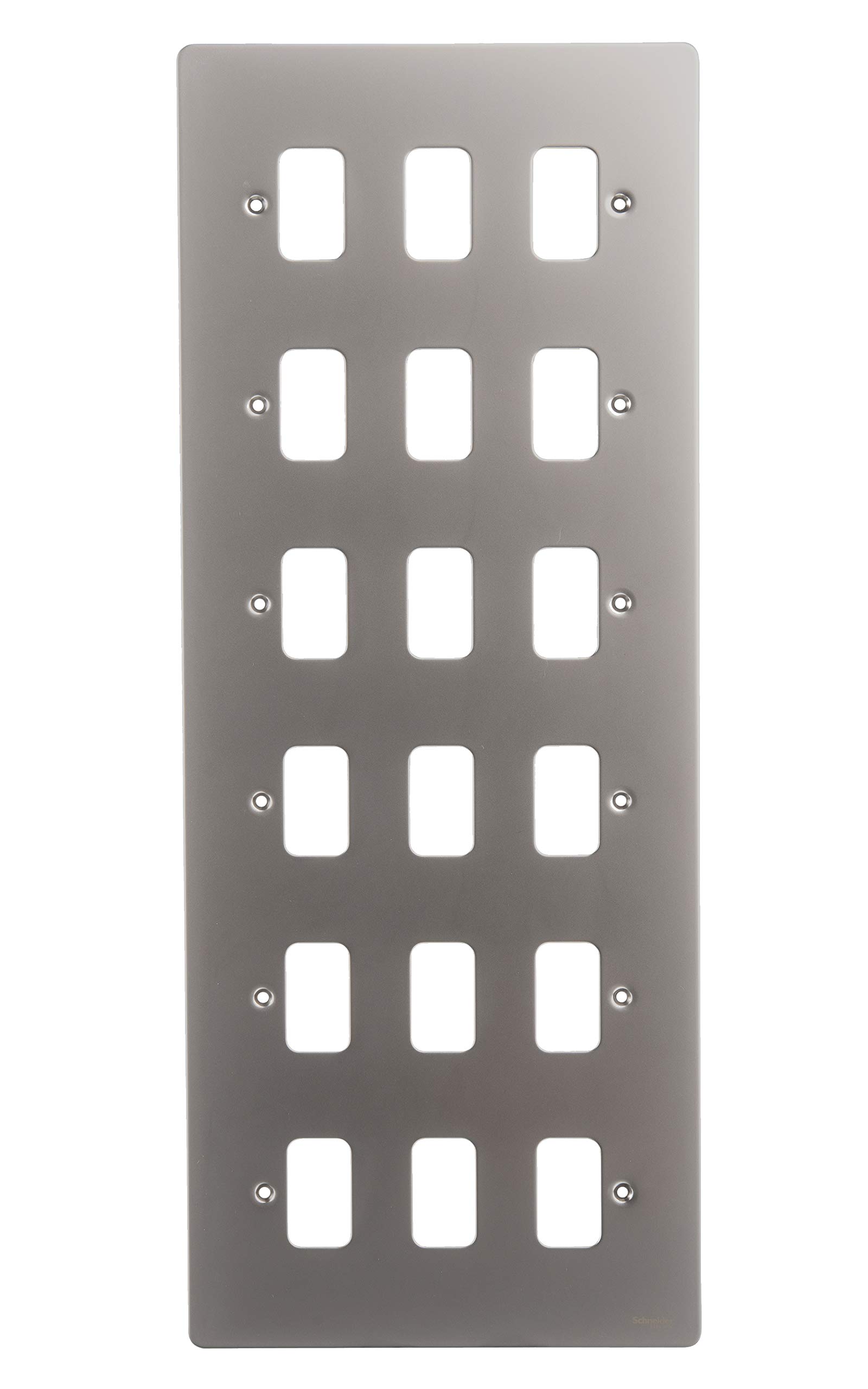 Schneider Electric Ultimate Flat Plate - 18 Gang Grid Faceplate, with Mounting Frame, GUG18GPN, Pearl Nickel