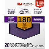 3M 26180CP-P-G 180 Grit Pro Grade No-Slip Grip Advanced Sandpaper (20 Pack), 9 x 11", Purple
