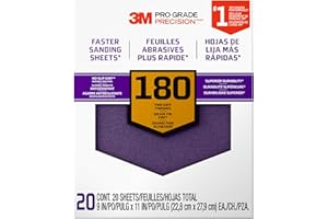 3M Pro Grade NO-Slip Grip Advanced Sandpaper, 9-Inch x 11-Inch Sheet, 20-Count, (26180CP-5-G)
