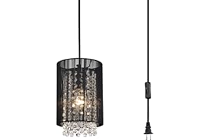 Plug in Pendant Light Fixtures Black Plug in Chandelier 1 Light Plug in Hanging Light Crystal Pendant Lighting Mini Chandelie
