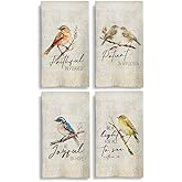 MKYFHSVGD Vintage Christian Bird Kitchen Dish Towels, Bird Lover Gifts, Christian Gifts for Women Men, Inspirational Bible Verse Decorative Hand Tea Towels for Kitchen Bathroom, 16x24 Inch Set of 4