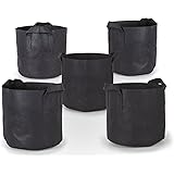 247Garden 5-Pack 5 Gallon Grow Bags /Aeration Fabric Pots w/Handles (Black)