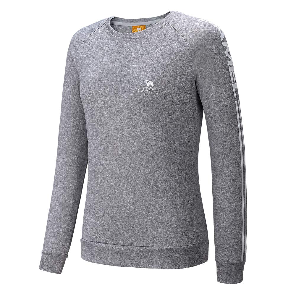Camel Crewneck Sweatshirt for Women Casual Comfy Long Sleeve Loose Workout Tops(Grey L)