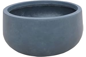Kante 19.6" Dia Round Concrete Planter, Cement Plant Pots with Drainage Hole and Rubber Plug for Outdoor Indoor Garden Home, Modern Curvaceous Design, Charcoal