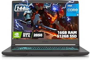MSI Thin 15, 15.6" FHD 144Hz IPS Gaming and Productivity Laptop, Intel Core i5-12450H, NVIDIA GeForce RTX 2050 4GB, 16GB RAM,