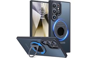 Humixx for Samsung Galaxy S24 Ultra Case with Ring, Built-in 360° Magnetic Rotatable Holder Kickstand [Compatible with Mag-Safe], Slim Mil-Grade Shockproof case for Samsung S24 Ultra 6.8'', Black