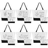 IANFEPH 12 Pcs Employee Appreciation Canvas Tote Bags for Women - Floral Thank You Canvas Bag Valentine Gifts Bags with Zipper for Teacher Coworker Nurse Grocery Bags (6 Large & 6 Small)