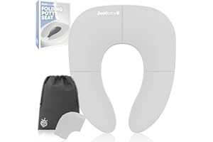 Jool Baby Folding Travel Potty Training Seat for Toddlers, Fits Round & Oval Toilets, Non-Slip Suction Cups, Includes Free Travel Bag (Gray)