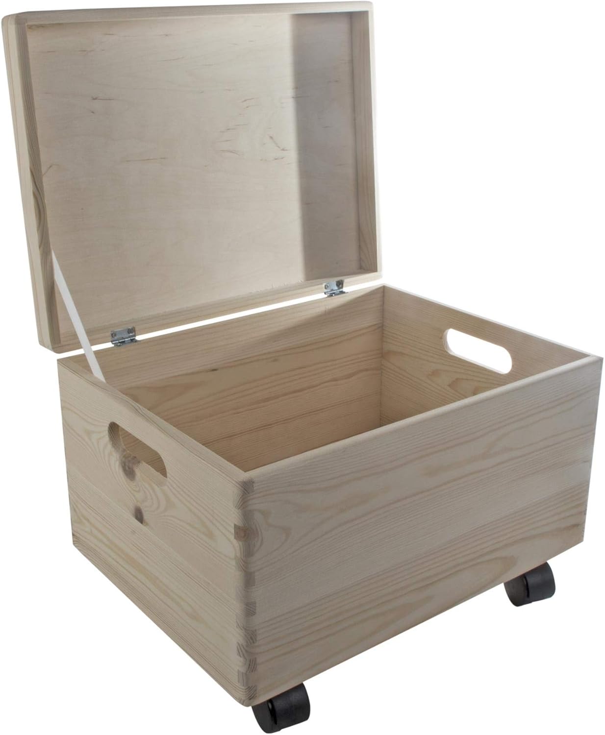 Large+ Underbed Wooden Storage Box 40 x 30 x 28 cm Hinged Lid, Cut