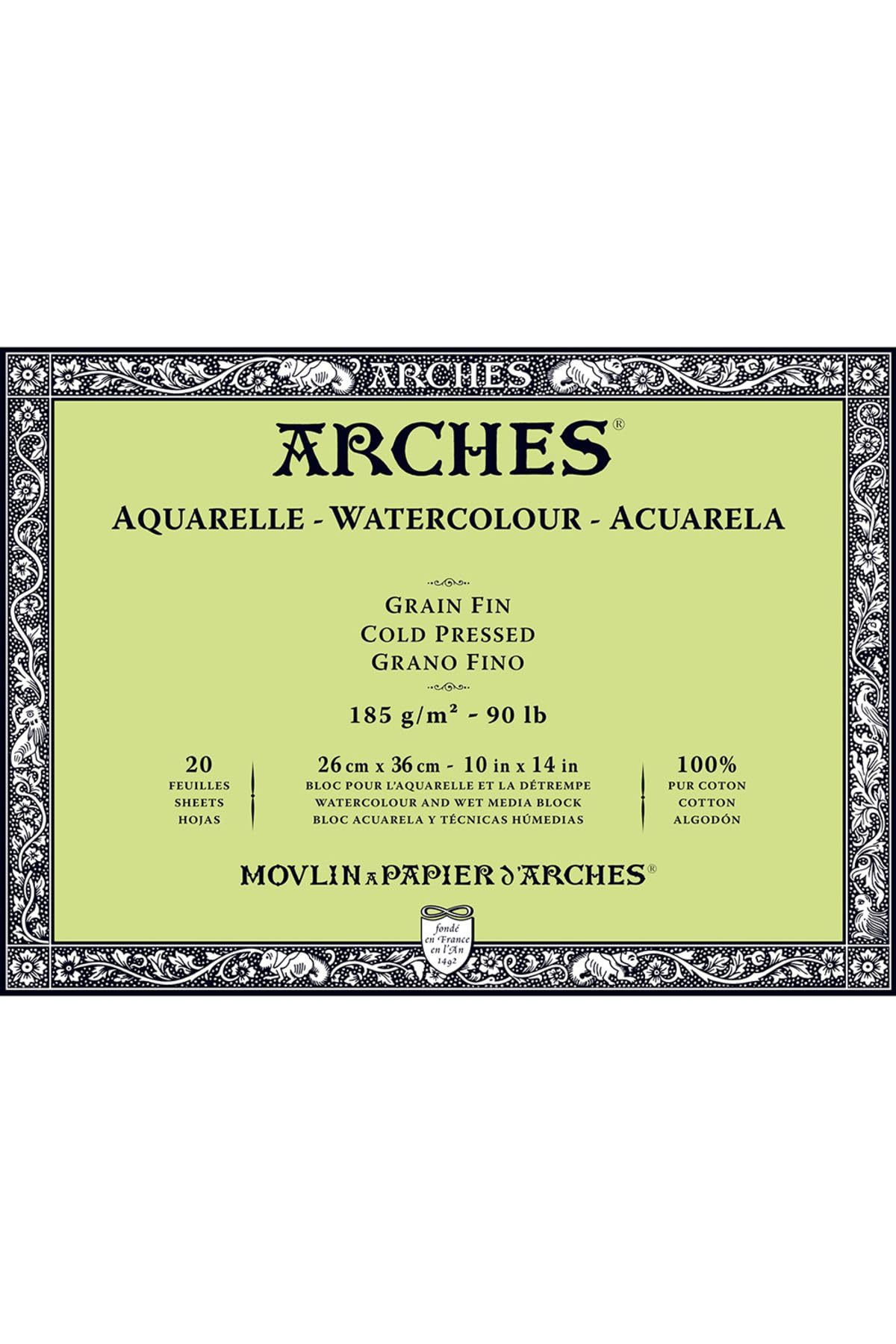 Unbekannt Arches Aquarelle Watercolour Paper on a Roll, Wood, White, Block 20 Blatt - 26 x 36cm