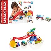 SmartMax Stunt Cars (Basic Stunt) STEM Magnetic Discovery Building Set with Moving Vehicles Featuring Safe, Extra-Strong, Oversized Building Pieces for Ages 3+