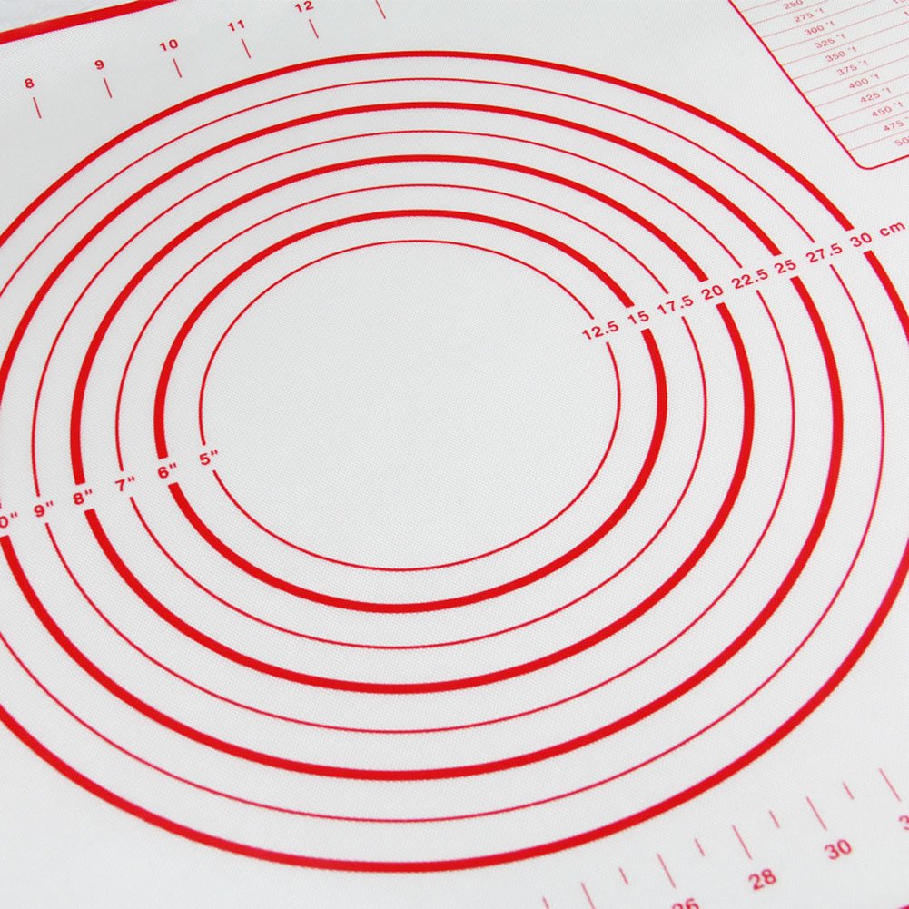 Smarki Silicone Pastry Rolling Mat Food-grade Silicone and Glass Fiber for Rolling Dough Non-Stick Silicone Mats Great for Kneading Dough (Red-Large(23.62