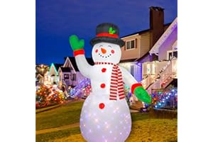 FARONZE Christmas Snowman Inflatable Lighted Indoor & Outdoor Christmas Yard Decoration with Built in Fan and Anchor Ropes 8 Feet Tall (FX02-SWMNEW)