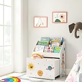 SONGMICS Toy Organiser 3 Shelves Children Bookshelf with Wheels White GKR41WT view 4