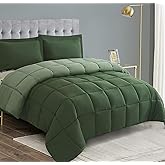 HIG 3pc Green Oversized King Plus Comforter Set Duvet Insert, Reversible, All Season, Box Stitched, with Corner Tabs, Soft, Fluffy(128'' x 120'')