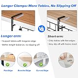 TriPro Under Desk Cable Management Tray No Drill Long Arm Clamp Fits Most Tables view 3