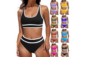 Cbcbtwo Swimsuit for Women 2024 High Waisted Bikini Sets Two Piece High Cut Bathing Suits Crop Tops with Shorts Swimwear
