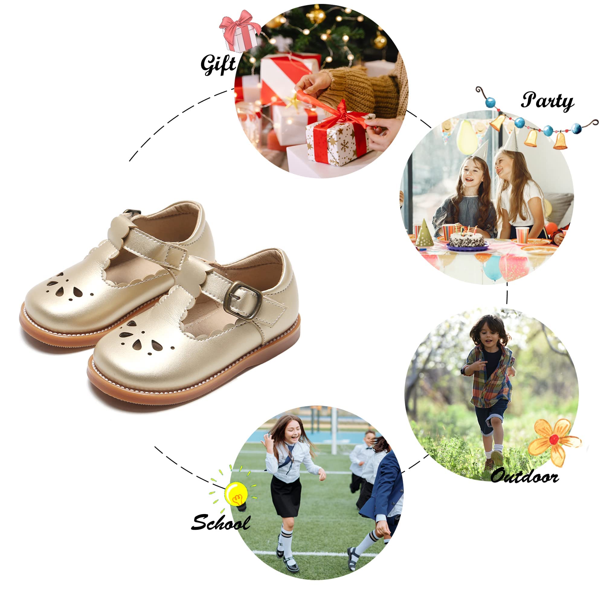 Felix & Flora Toddler Little Girl Mary Jane Dress Shoes - Ballet Flats for Girl Party School Shoes