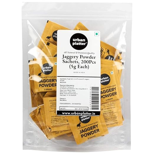 Urban Platter Jaggery Powder Sachets, 1Kg / 35.2oz [200 Sachets, 5