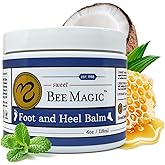 Sweet Bee Naturals Organic Foot Balm - Intensive Heel Balm for Dry Cracked Feet - Natural Moisturizing Treatment for Cracked Heels - Heel Cream Softener for Rough Skin Repair – 4 OZ Jar