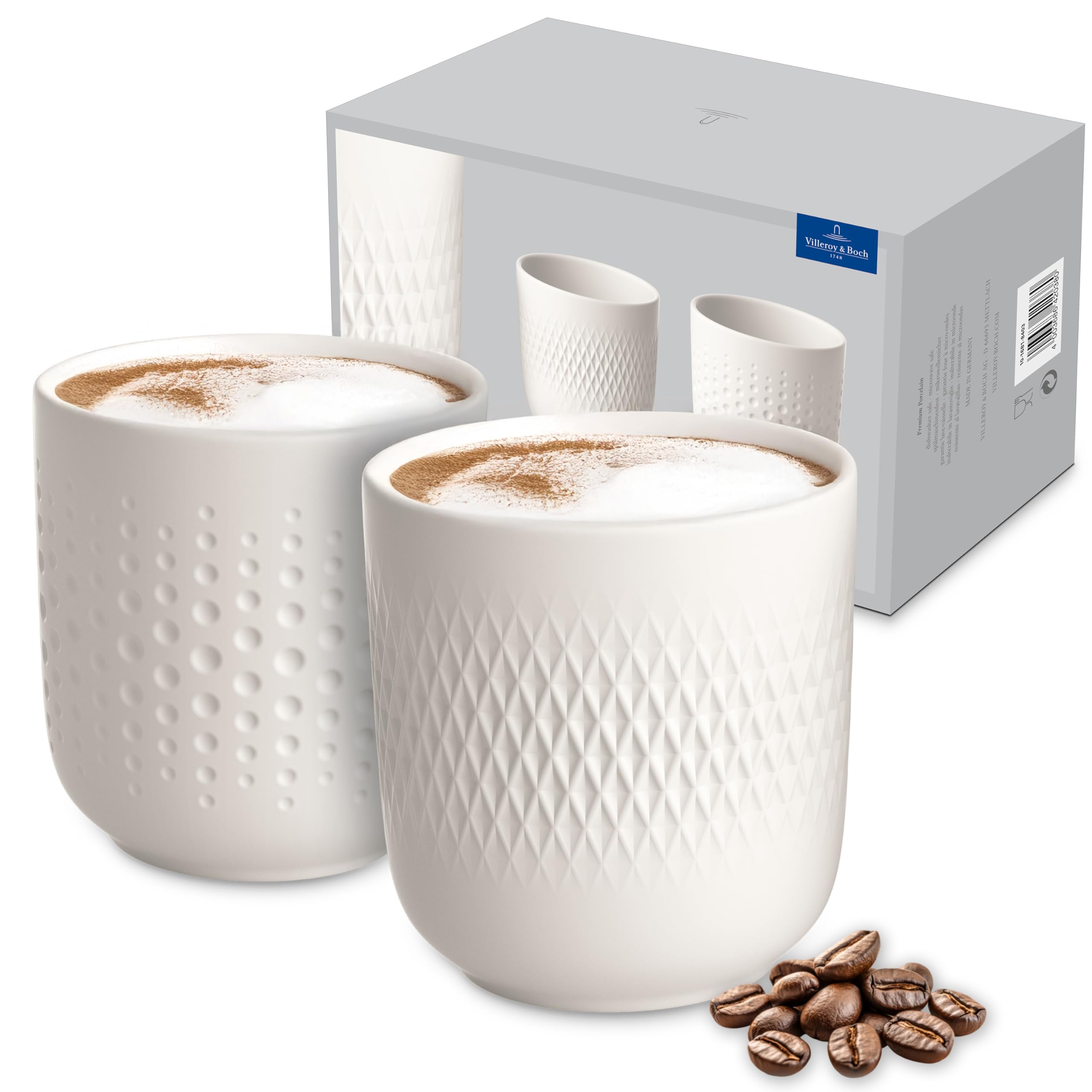 Villeroy & Boch – Manufacture Collier Blanc Mug Set of 2, Premium Porcelain