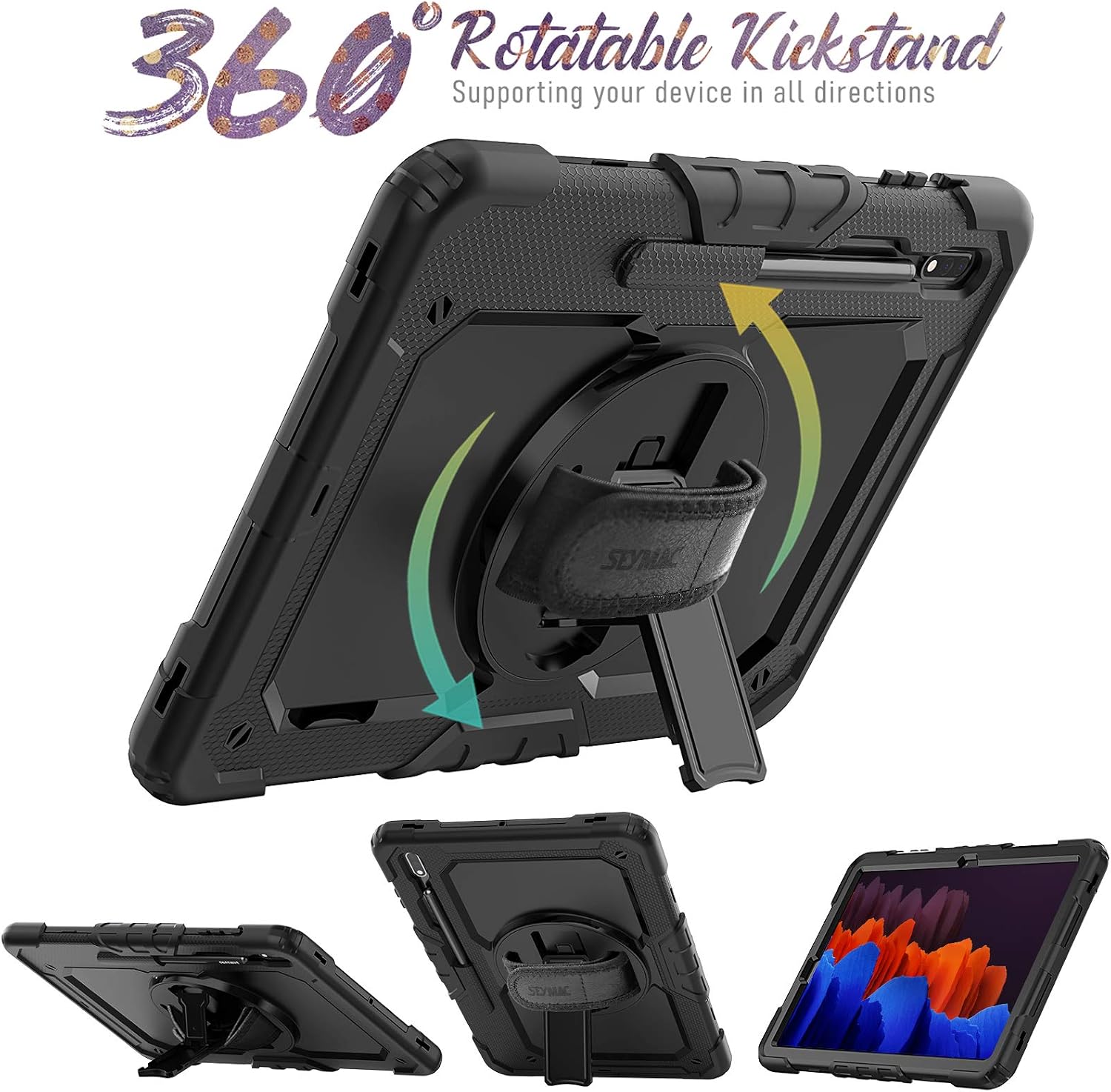 SEYMAC Case for Samsung Tab S8 Plus /S7 FE/ S7 Plus 12.4 Inch (2022/2021/2020), Shockproof Case with Pen Holder - Image 4