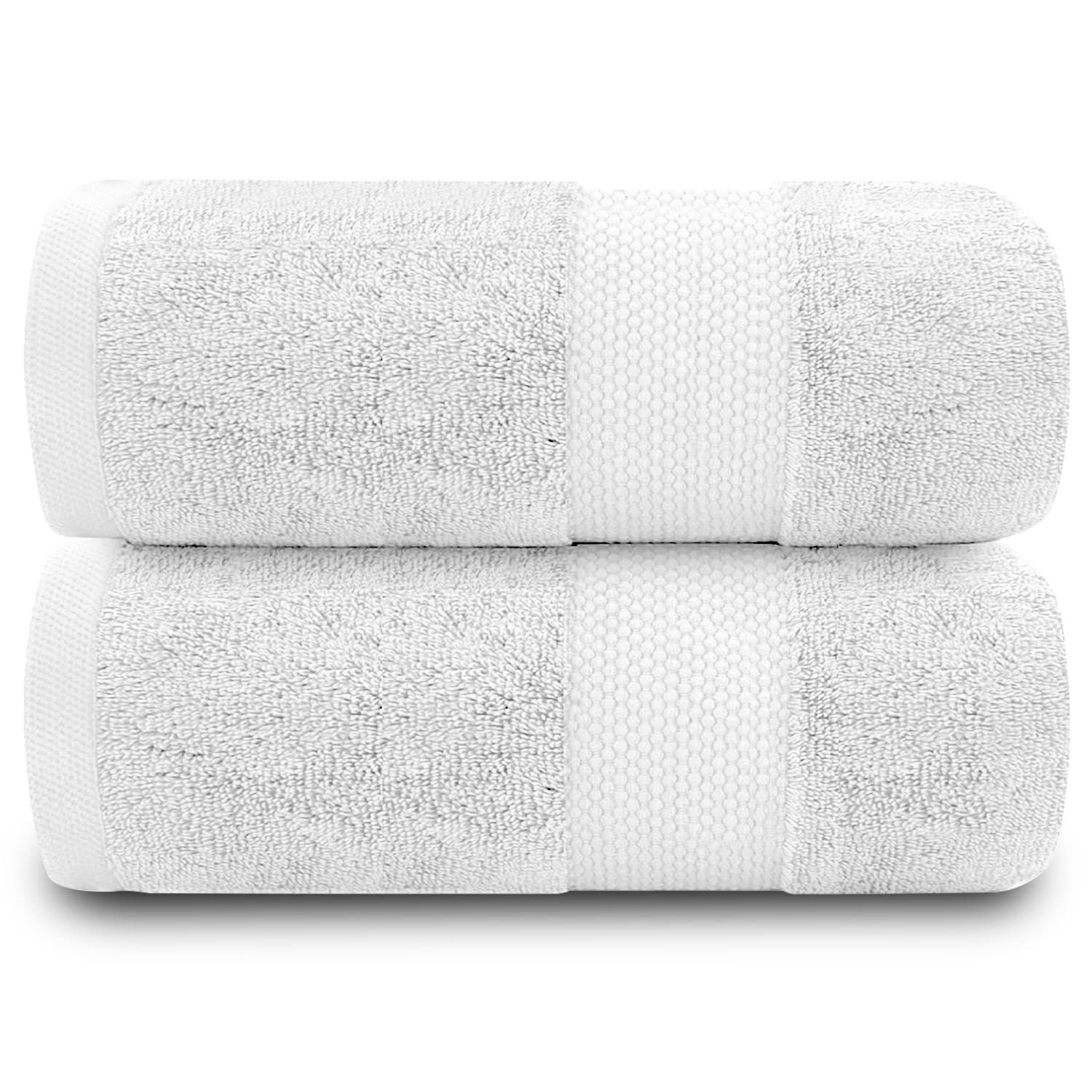 GC GAVENO CAVAILIA Fade Resistant Bathroom Towels Set, 700 GSM Premium Quality Extra Absorbent 100% Cotton Bath Towel, White, 2PK Bath Sheet