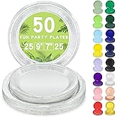 LANLISA 50 Silver Paper Plates Disposable Set Includes 25-9" & 25-7" Disposable Birthday Cake Dessert Paper Plates For Party Supplies