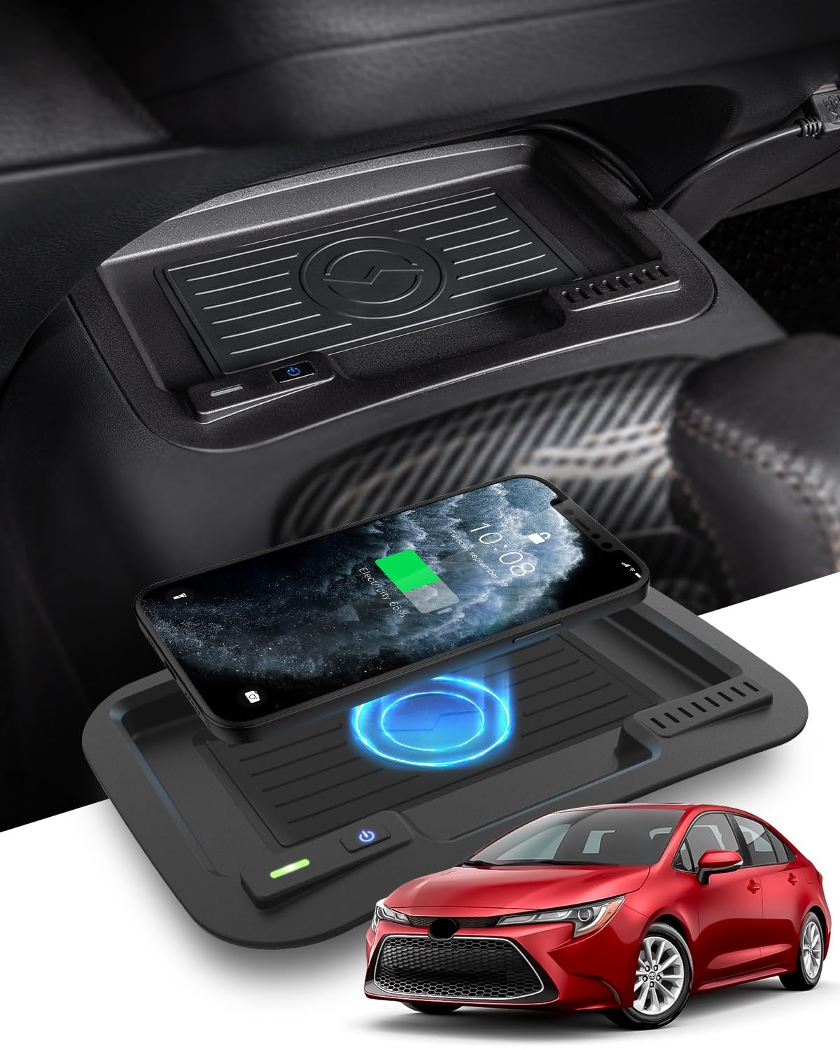 Photo 1 of CarQiWireless Wireless Charger for Toyota Corolla 2024 2023 2022 2021 2020 Accessories,Automotive Center Control Organizer Wireless Charging Pad for 2020-2024 Toyota Corolla Accessories