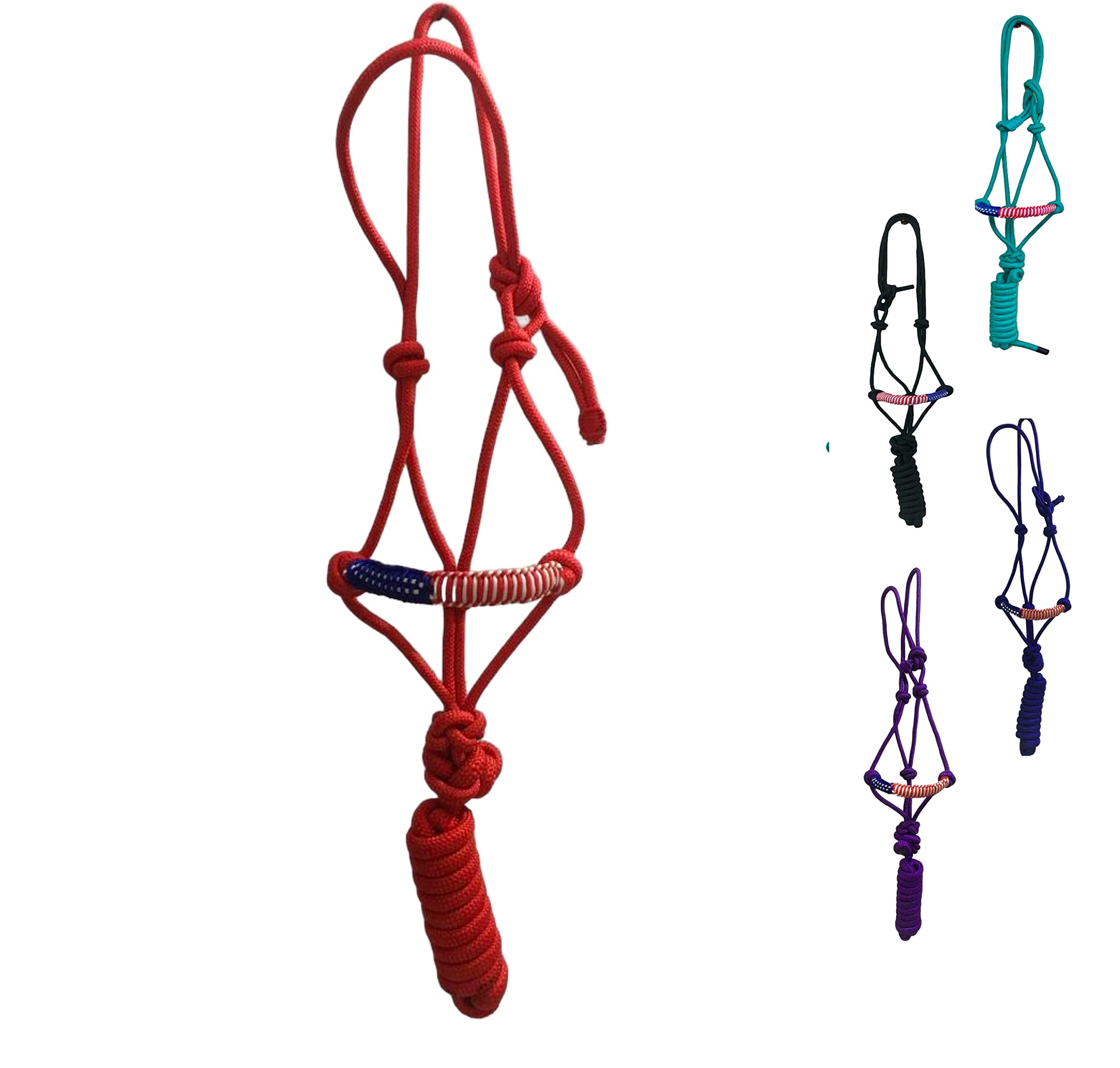 Majestic Ally Poly Braided Patriotic Nose Poly Rope Halter and 10' Matching Lead (Red)
